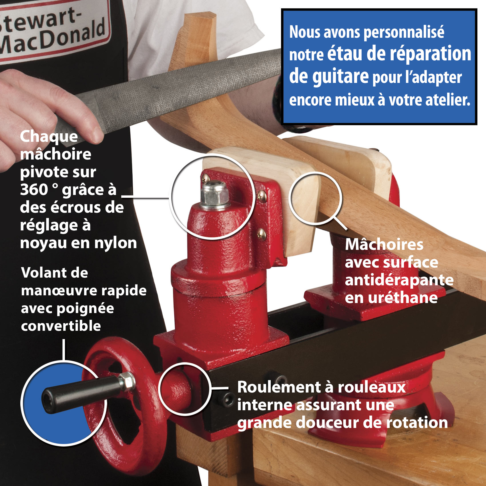 Étau de réparation de guitare