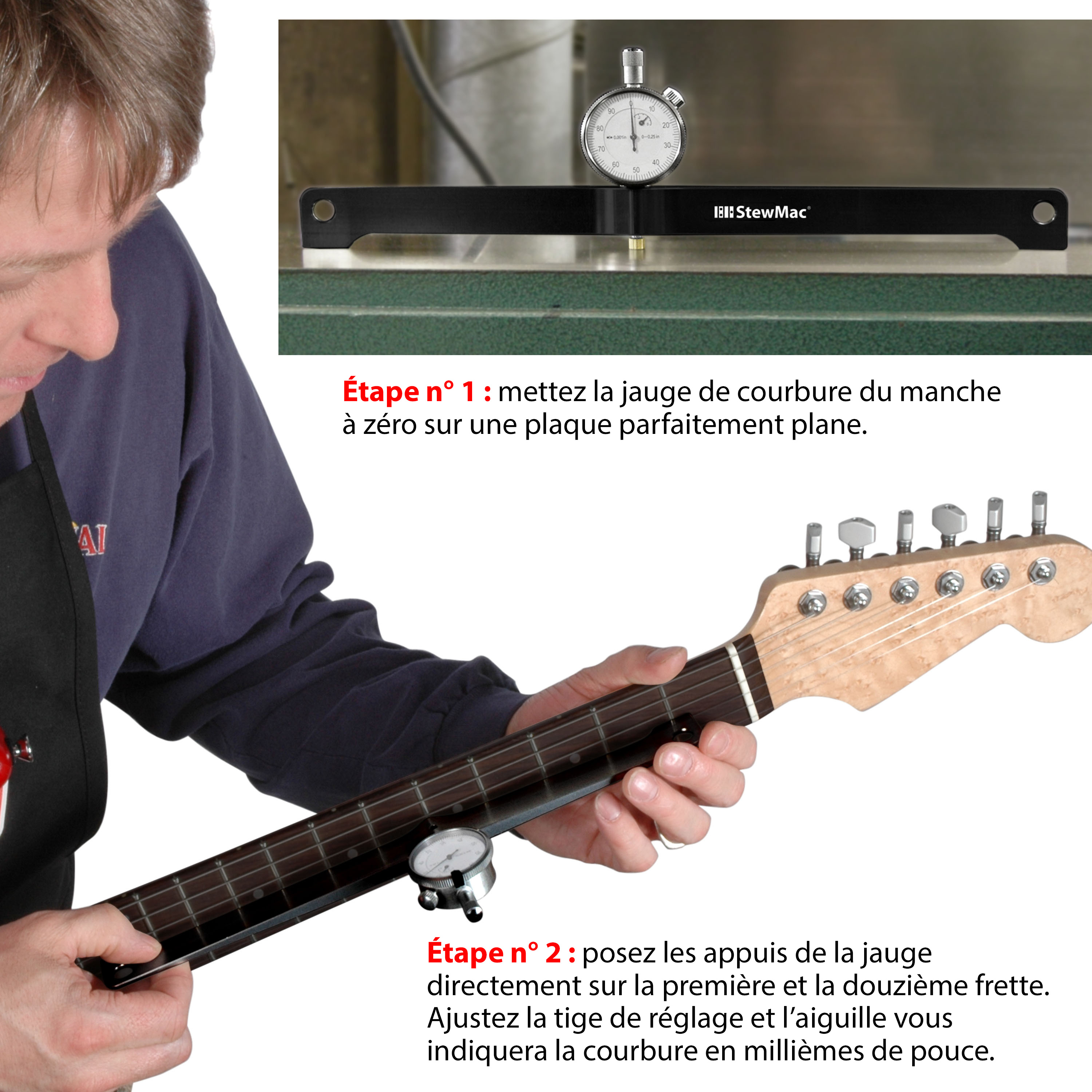 Jauge de courbure du manche