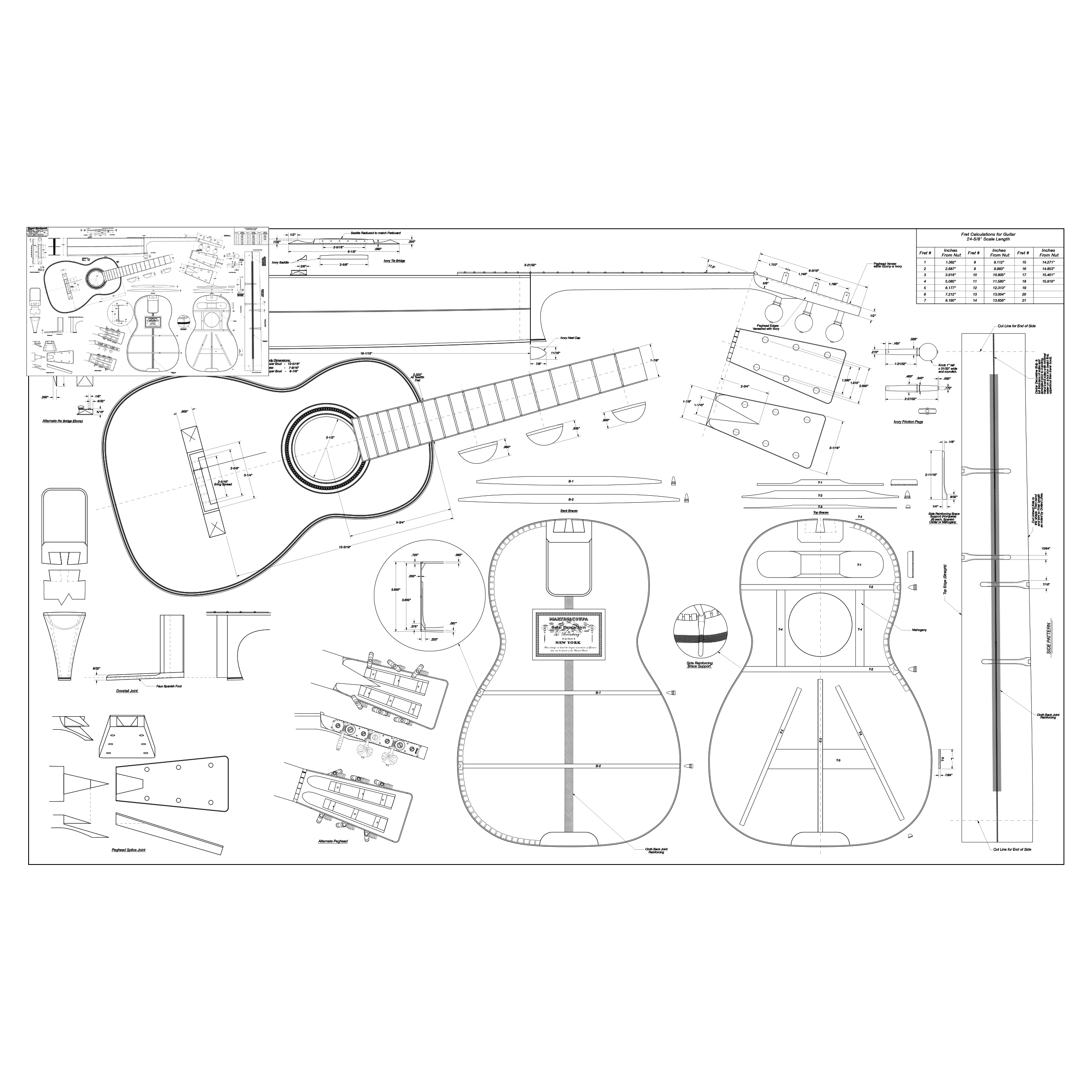 Plan de guitare Martin de style espagnol