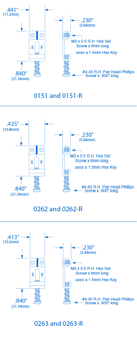 Pontets profilés vintage Highwood pour Stratocaster - Jeu de 6