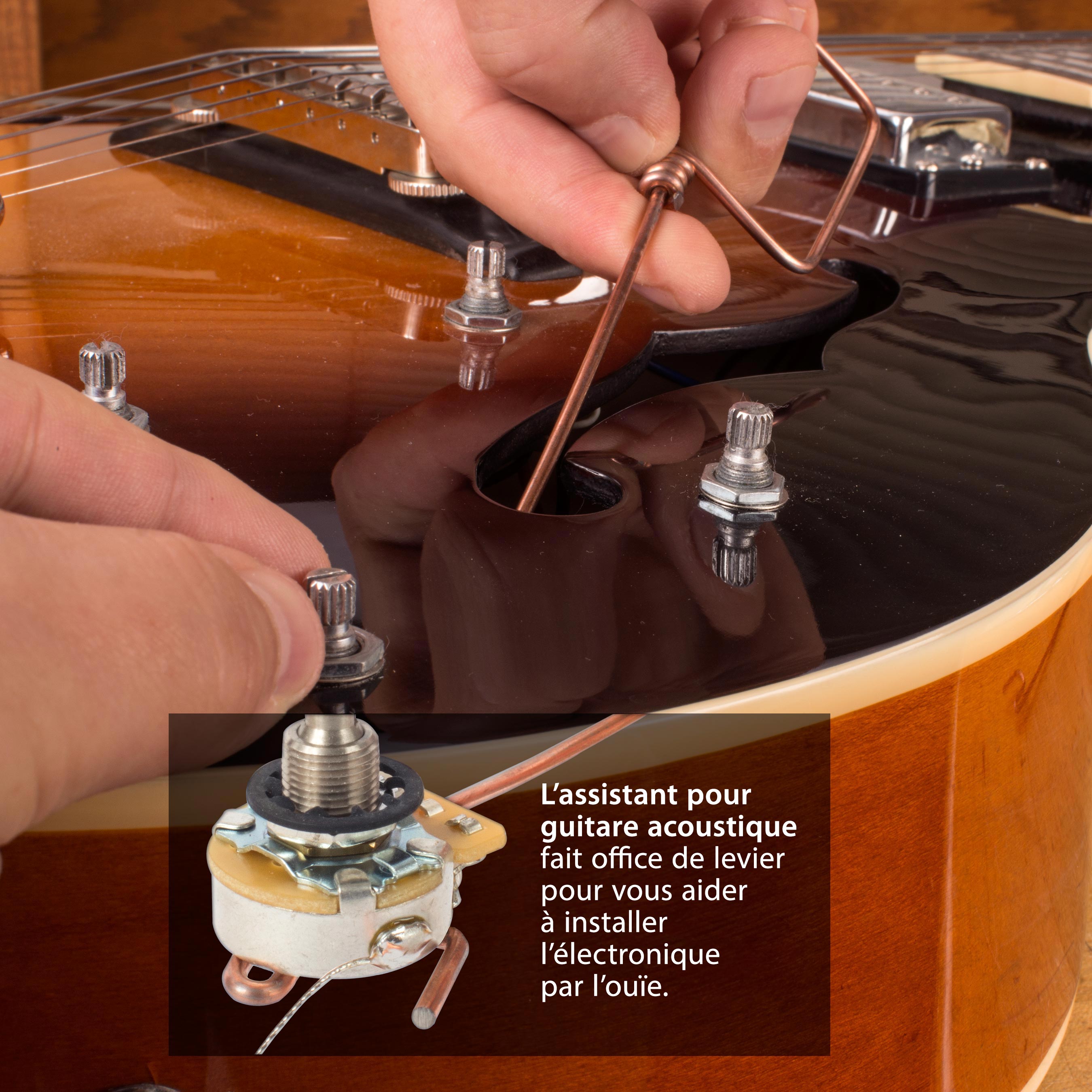 Guitare d’arcade aidant la main