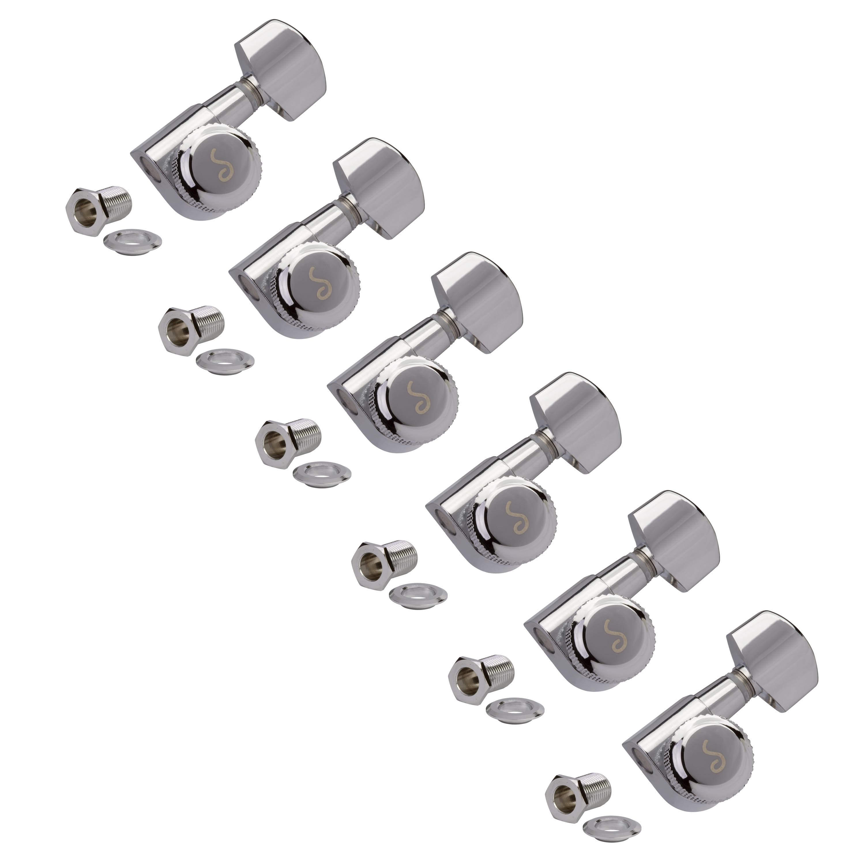 Machines à guitare Schaller 6-In-Line à verrouillage, Chrome