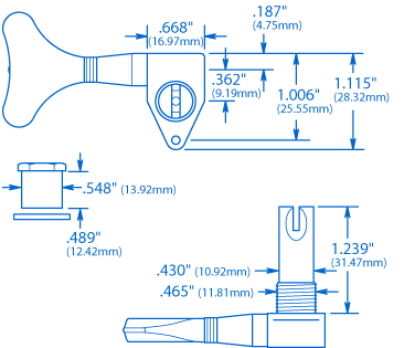 Tuner basse compact Gotoh, jeu de 2L+2R