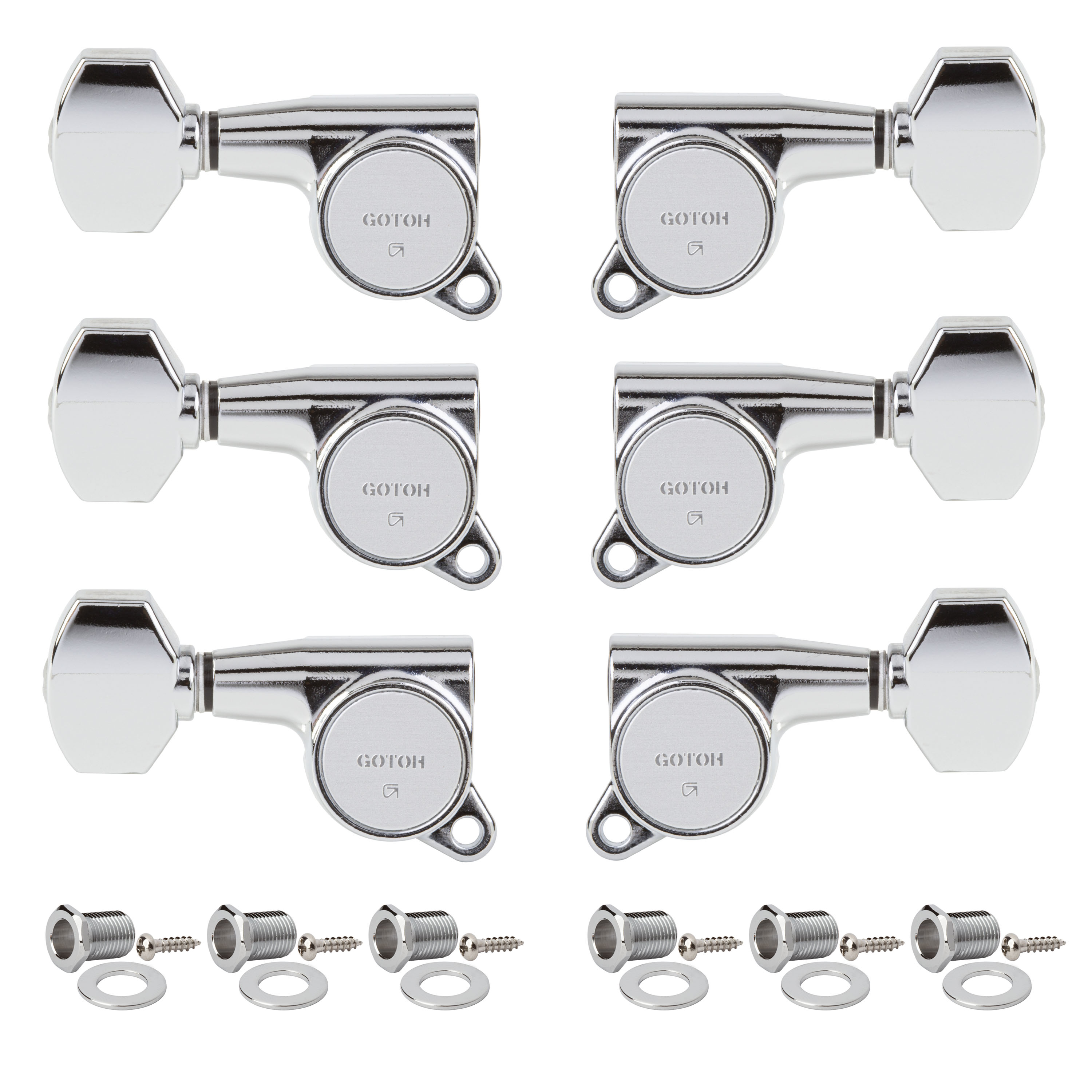 Gotoh Large Schaller-style Knob 3+3 Tuning Machines, Chrome