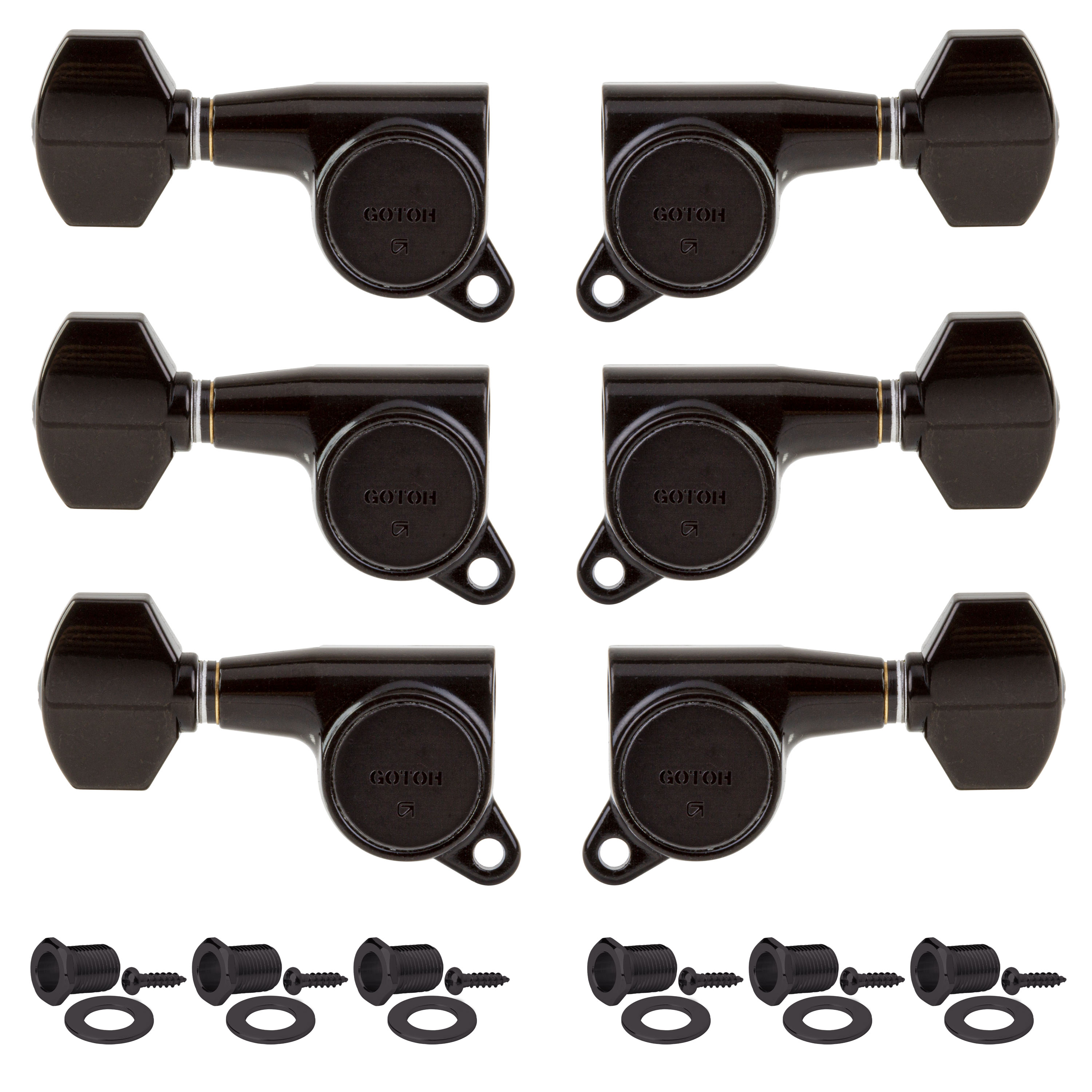 Gotoh Large Schaller-style Knob 3+3 Tuning Machines, Black