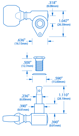 Grover « Bouteille de lait » Rotomatic (série 103 ) 3+3 Tuners avec boutons Pearloid