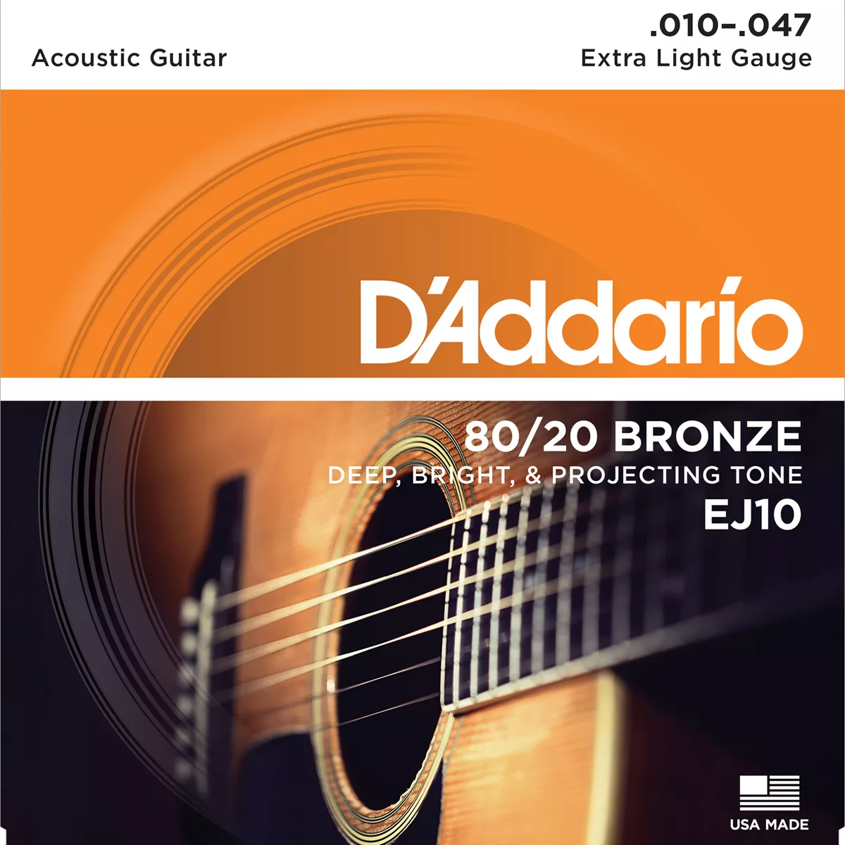 Chaînes de guitare acoustique de plaies en bronze D’Addario 80/20 Chaînes de guitare acoustique de plaies en bronze D’Addario 80/20