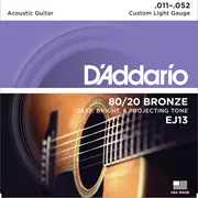 D’Addario 80/20 Cordes de guitare acoustique bronze pour plaies, Lumière personnalisée (EJ13)