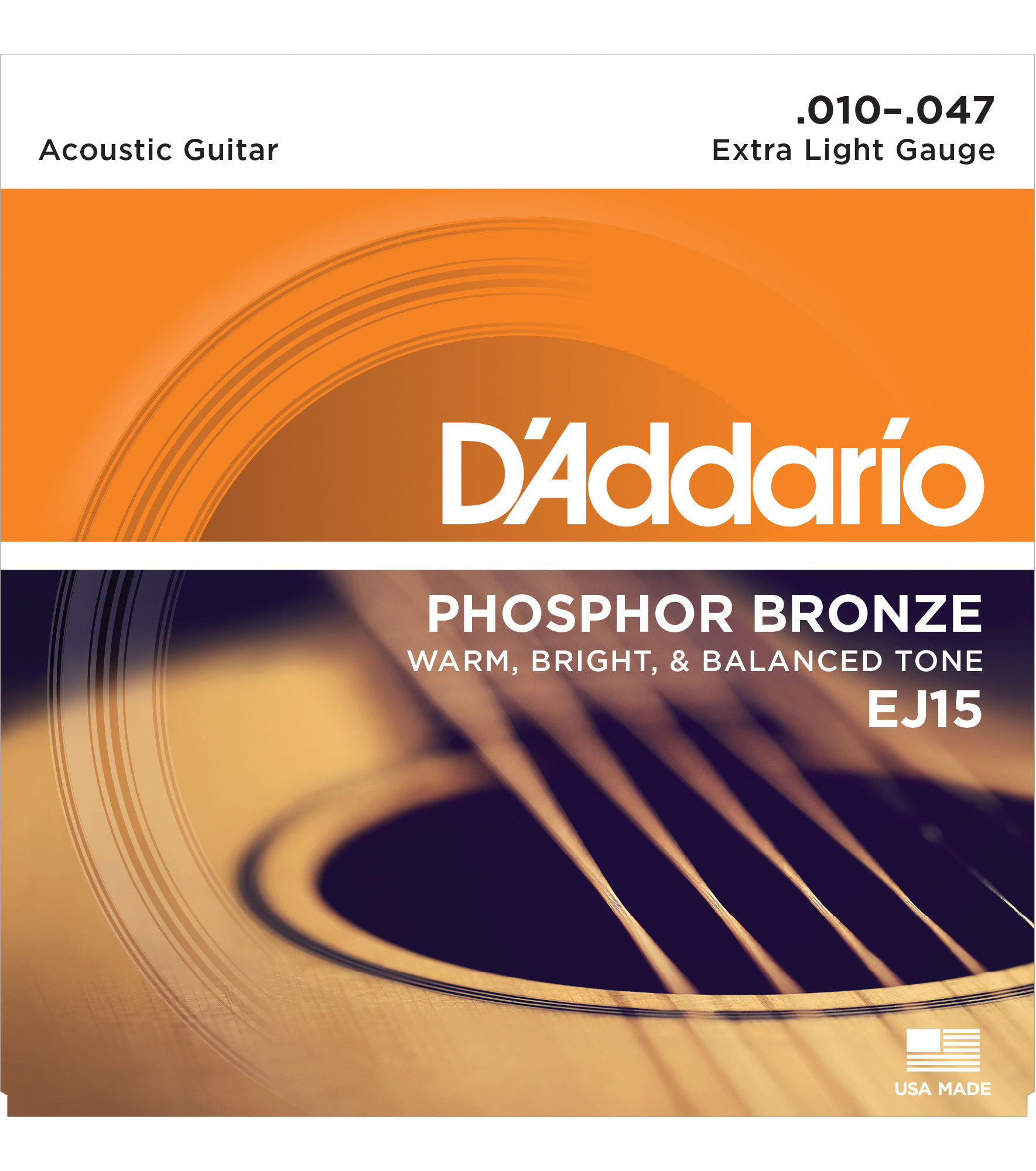 Chaînes de guitare acoustique de plaies Phosphor Bronze D’Addario Chaînes de guitare acoustique de plaies Phosphor Bronze D’Addario