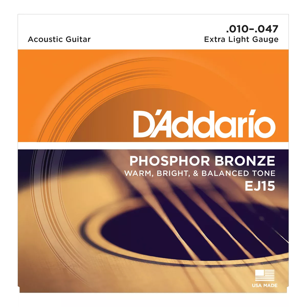 Chaînes de guitare acoustique de plaies Phosphor Bronze D’Addario Chaînes de guitare acoustique de plaies Phosphor Bronze D’Addario