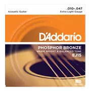 D'Addario Cordes de guitare acoustiques pour plaies Phosphor Bronze, Extra Light (EJ15)