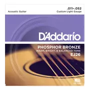 D’Addario Cordes acoustiques de guitare pour plaies Phosphor Bronze, Lumière personnalisée (EJ26)