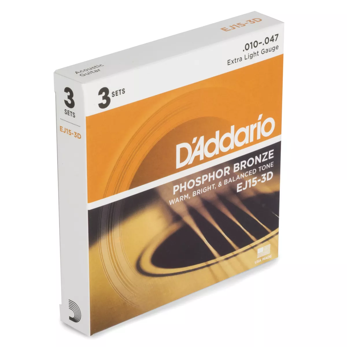 Chaînes de guitare acoustiques pour plaies Phosphor Bronze D’Addario, lot de 3 Chaînes de guitare acoustiques pour plaies Phosphor Bronze D’Addario, lot de 3