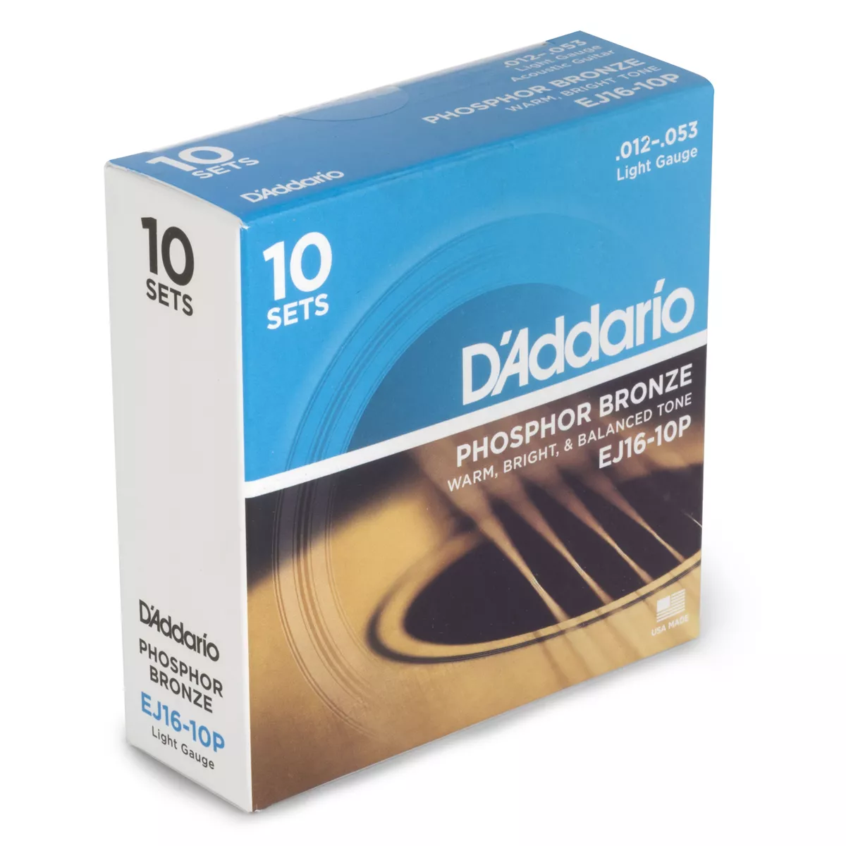 Chaînes de guitare acoustique de plaies D’Addario Phosphor Bronze, lot de 10 Chaînes de guitare acoustique de plaies D’Addario Phosphor Bronze, lot de 10