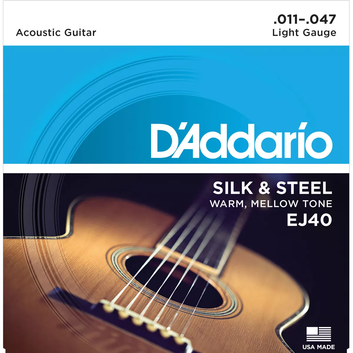 Chaînes de guitare acoustique folklorique en soie et acier D’Addario Chaînes de guitare acoustique folklorique en soie et acier D’Addario
