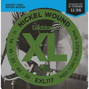 D’Addario XL Cordes de guitare électrique en nickel, Haut moyen/Bas extra-large (EXL117)
