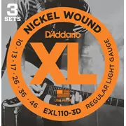 Lot de 3 Cordes de guitare électrique D’Addario XL Nickel Wound, Normal Light (EXL110 à 3D)
