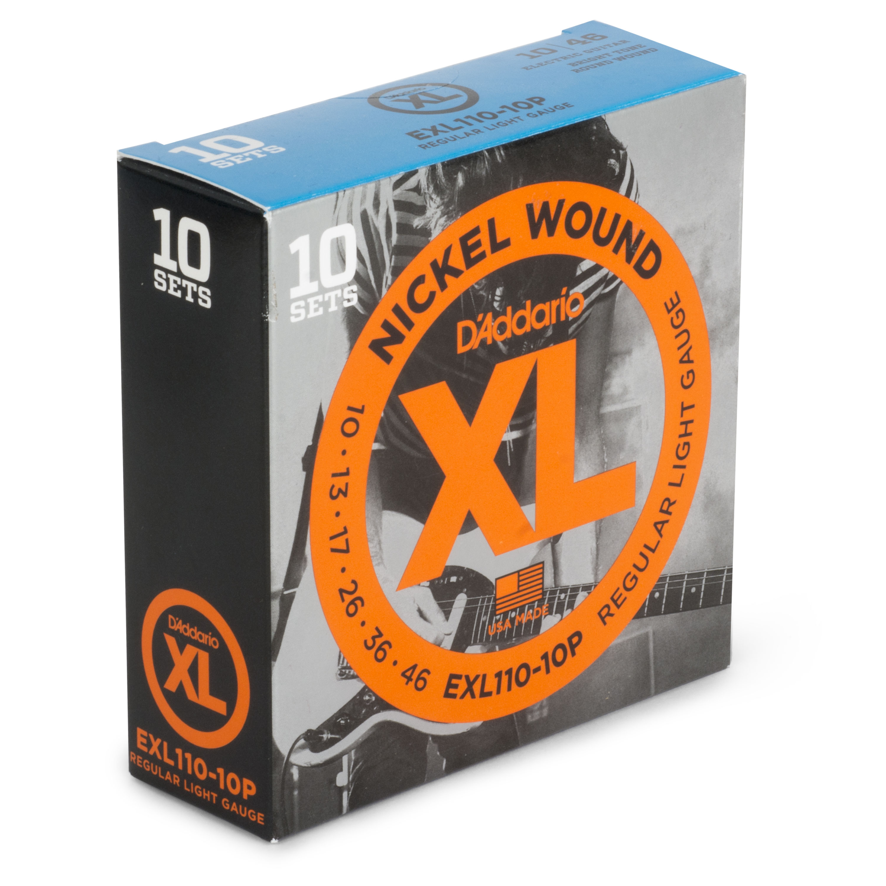 Chaînes de guitare électrique D’Addario XL Nickel Wound, lot de 10 Chaînes de guitare électrique D’Addario XL Nickel Wound, lot de 10