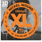 Cordes de guitare électrique D’Addario XL Nickel, lot de 10, lumière ordinaire (EXL110 à 10P)