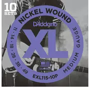 Cordes de guitare électrique D’Addario XL Nickel Wound, lot de 10, Medium/Blues-Jazz Rock (EXL115 à 10P)