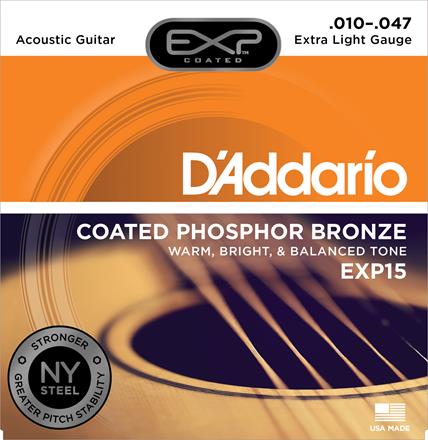 D’Addario EXP Cordes de guitare acoustique Phosphor Bronze, Extra-Light (EXP15)