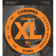 Cordes de basses D’Addario cordes en chrome filet plat, Cordes Medium (ECB82)