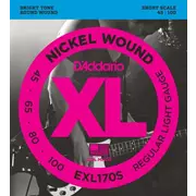 D’Addario Cordes basses à petite échelle en nickel, lumière ordinaire (EXL170S)