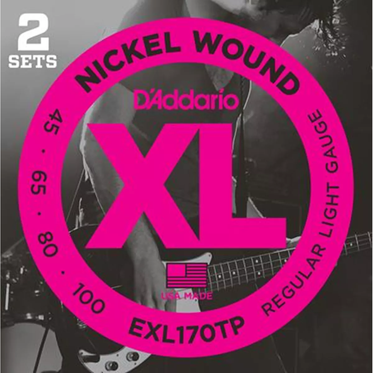 Lot de 2-Pack cordes basses en nickel D’Addario Lot de 2-Pack cordes basses en nickel D’Addario