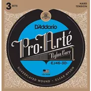 Lot de 3 Cordes à guitare classiques D’Addario Pro Arte, Tension dure (EJ46 à 3D)