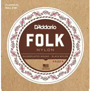D’Addario Cordes de guitare acoustique folklorique, Plaie argentée/Nylon noir (EJ32)