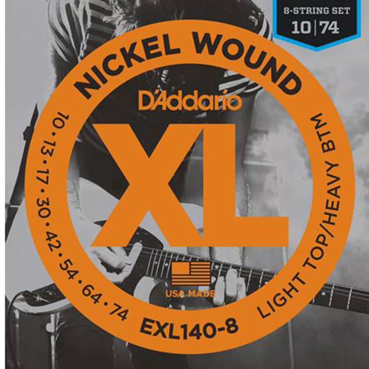 Chaînes de guitare électrique 8-String en nickel D'Addario XL Chaînes de guitare électrique 8-String en nickel D'Addario XL