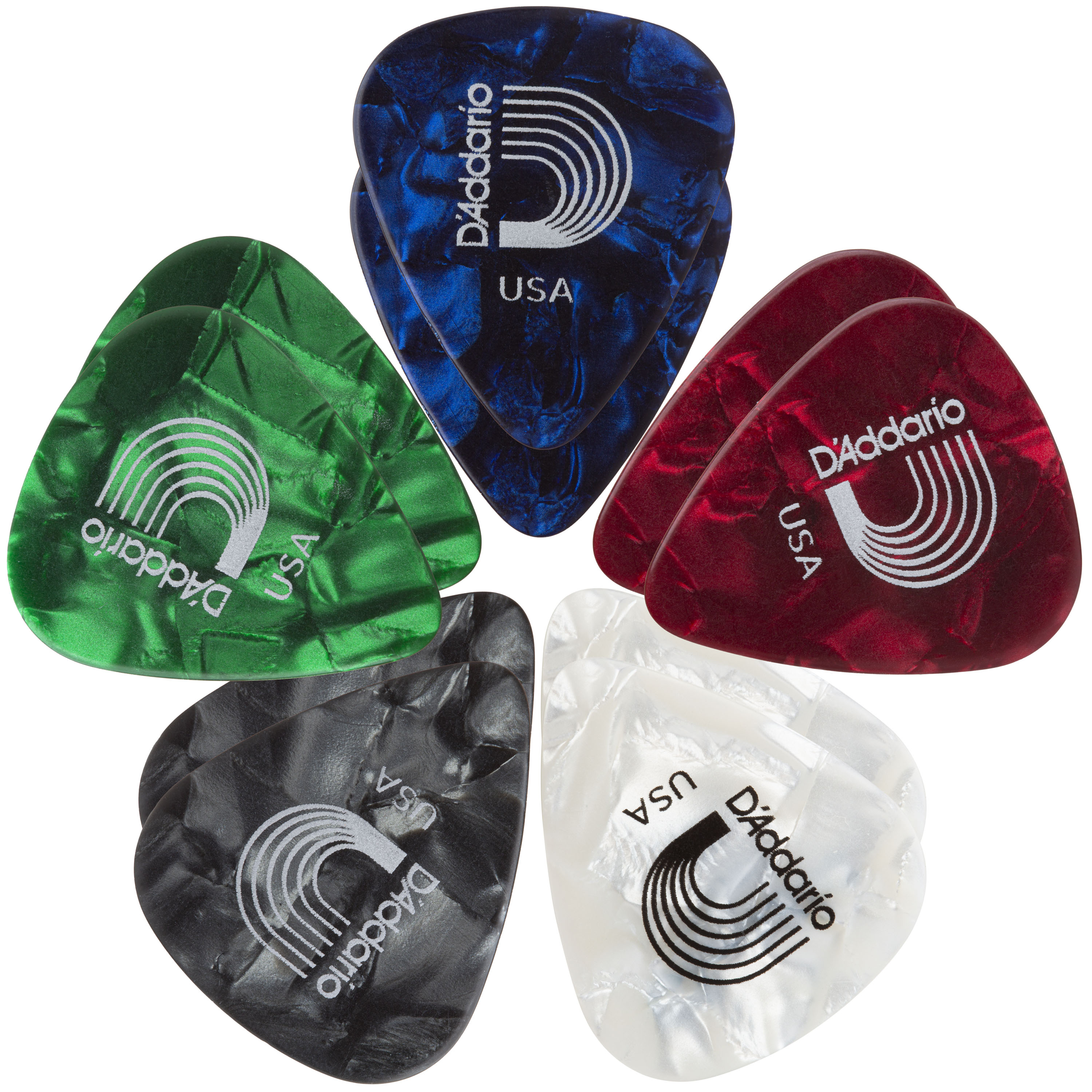 Lot d’assortiments classiques de Celluloïdes Perles D’Addario Planet Waves, Light - Lot de 10