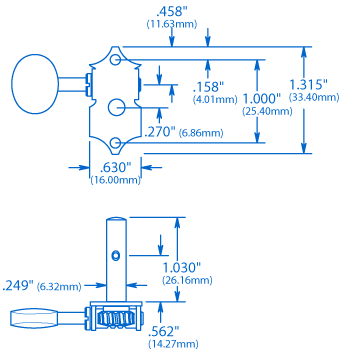 Tuners de guitare Waverly avec boutons ovales vintage pour têtes à fentes