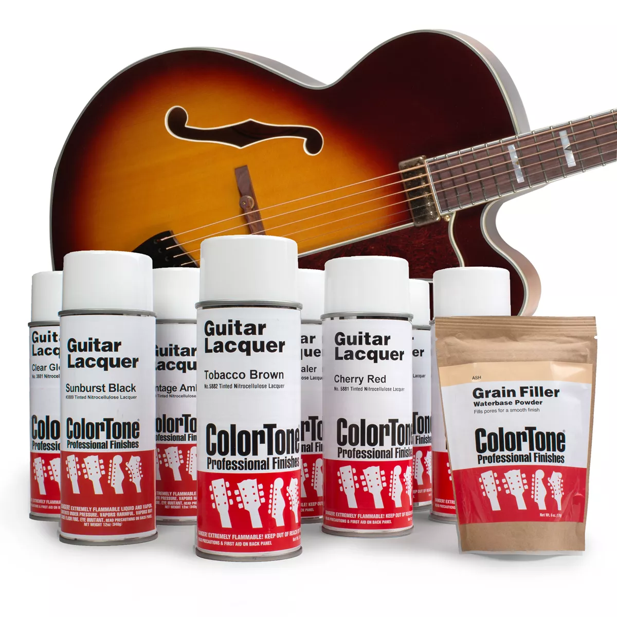 Kit de finition ColorTone en aérosol pour finition Tobacco Sunburst tricolore Kit de finition ColorTone en aérosol pour finition Tobacco Sunburst tricolore