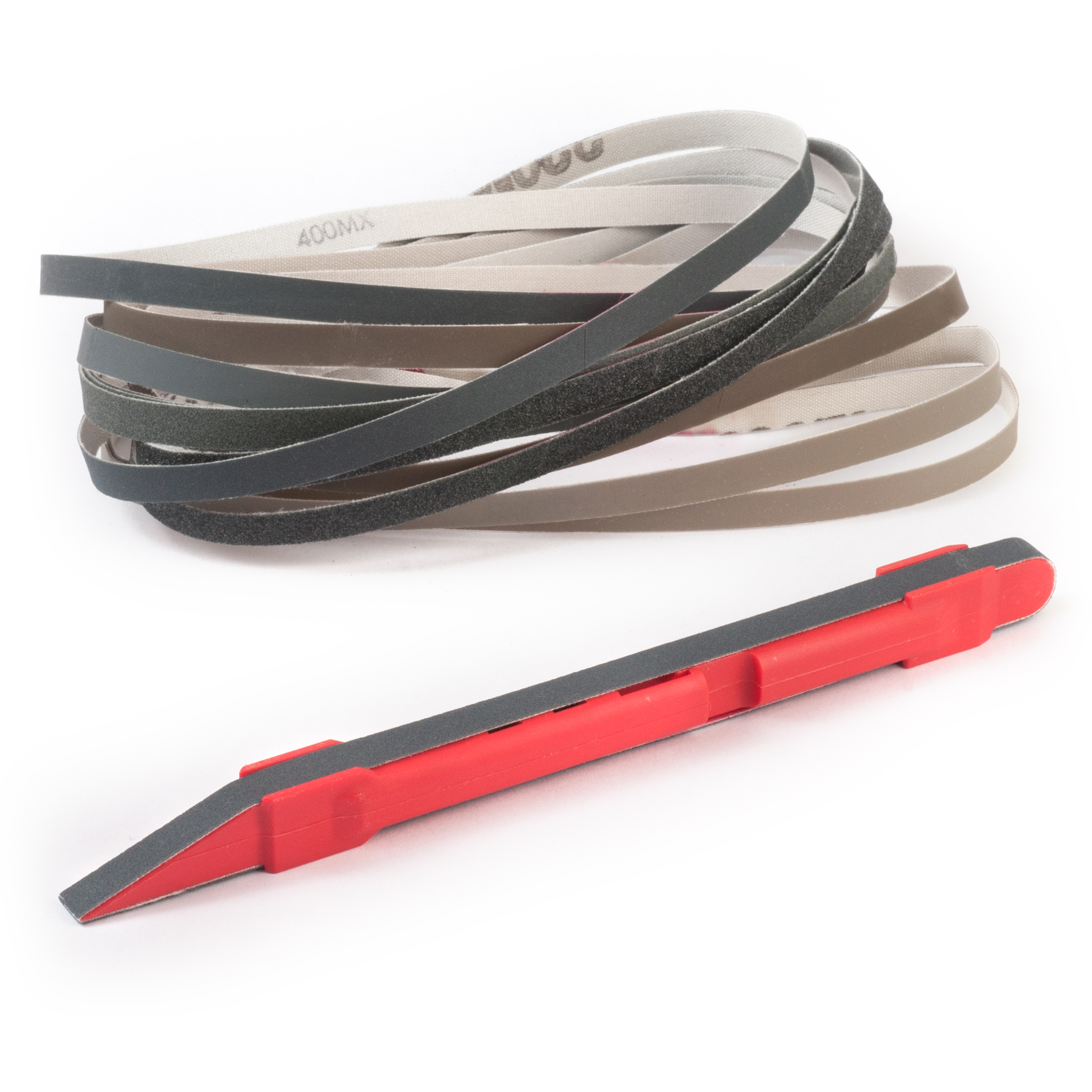 Bâtonnet de dressage à frites avec ceintures Micro-Mesh, bâtonnet de dressage à frettes avec 14 ceintures (2 de chaque grain)