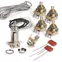 Kit de câblage Premium pour Gibson® ; Les Paul® ; Guitar, potentiomètres CTS à arbre standard et Switchcraft chrome sélecteur Kit de câblage Premium pour Gibson® ; Les Paul® ; Guitar, potentiomètres CTS à arbre standard et Switchcraft chrome sélecteur