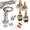 Kit de câblage Premium pour Gibson® ; Les Paul® ; avec Potentiomètres Push-Pullinterrupteur Push, potentiomètres CTS à arbre long et chrome sélecteur Kit de câblage Premium pour Gibson® ; Les Paul® ; avec Potentiomètres Push-Pullinterrupteur Push, potentiomètres CTS à arbre long et chrome sélecteur