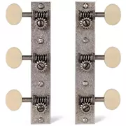 Régleurs de restauration Golden Age pour guitare à tête pleine avec bout carré, montant standard : nickel finition vieillie avec boutons crème mats