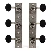 Tuners de restauration Golden Age pour guitare à tête pleine avec bout carré, montant standard : nickel finition vieillie avec boutons noirs mats