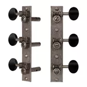 Tuners de restauration Golden Age pour guitare à tête ajourée - Extrémité carrée, avec boutons noirs mats