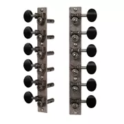 Tuners de restauration Golden Age pour guitare à 12 cordes à tête de manche évidée, nickel relique avec boutons noirs