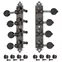 Golden Age Mandolin Tuners style F, nickel relique avec boutons noirs Golden Age Mandolin Tuners style F, nickel relique avec boutons noirs