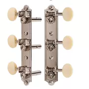 Tuners de restauration Golden Age pour guitare à tête ajourée - Extrémité cloche, nickel brillant