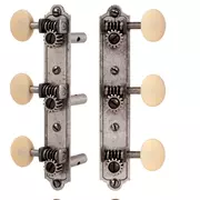 Tuners de restauration Golden Age pour guitare à tête ajourée - Extrémité cloche, nickel relique