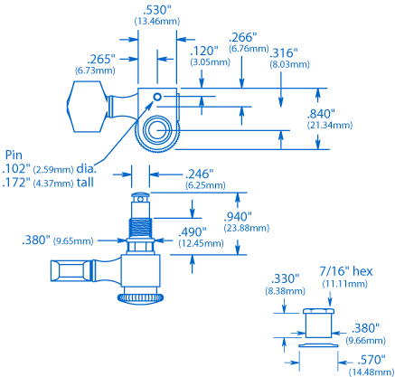 Machines à guitare Sperzel Trim-Lok 3+3 avec boutons vintage