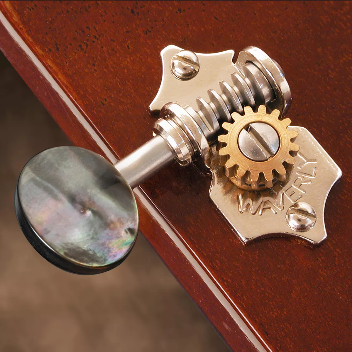 Mécaniques Waverly à tête en perle noire pour guitares à tête pleine Mécaniques Waverly à tête en perle noire pour guitares à tête pleine