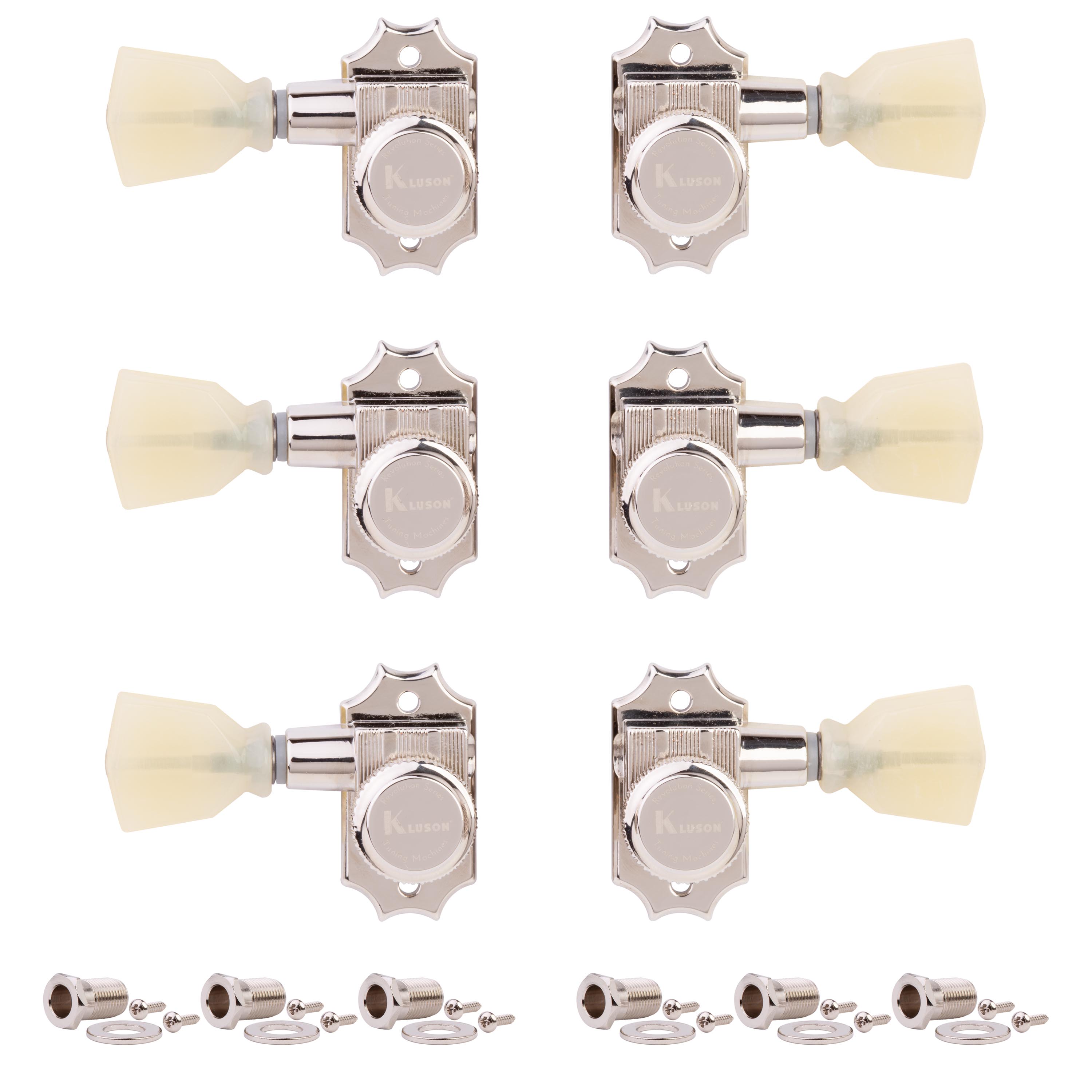 Tuners Kluson 3+3 Locking Revolution série G-Mount, nickel