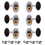 Clefs de réglage de guitare Schertler pour 3+3 têtes de broche pleines - Boutons en ébène, Satin chrome avec ébène