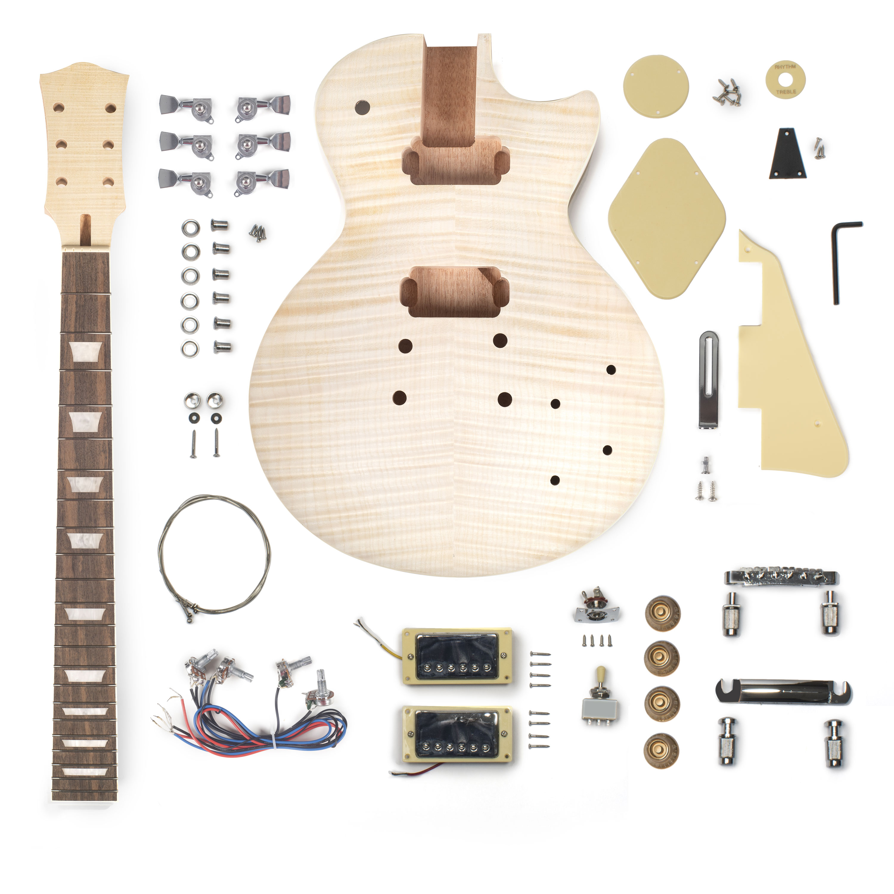Kit de guitare électrique à découpage unique, haut à flamme