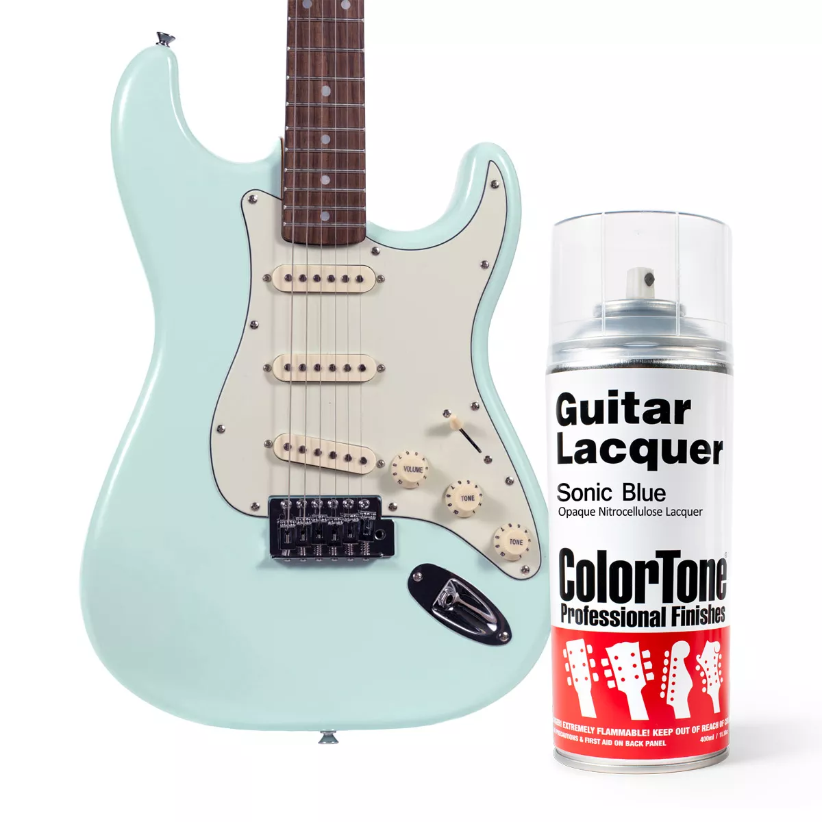 Laque ColorTone en aérosol pour guitares, Sonic Blue Laque ColorTone en aérosol pour guitares, Sonic Blue